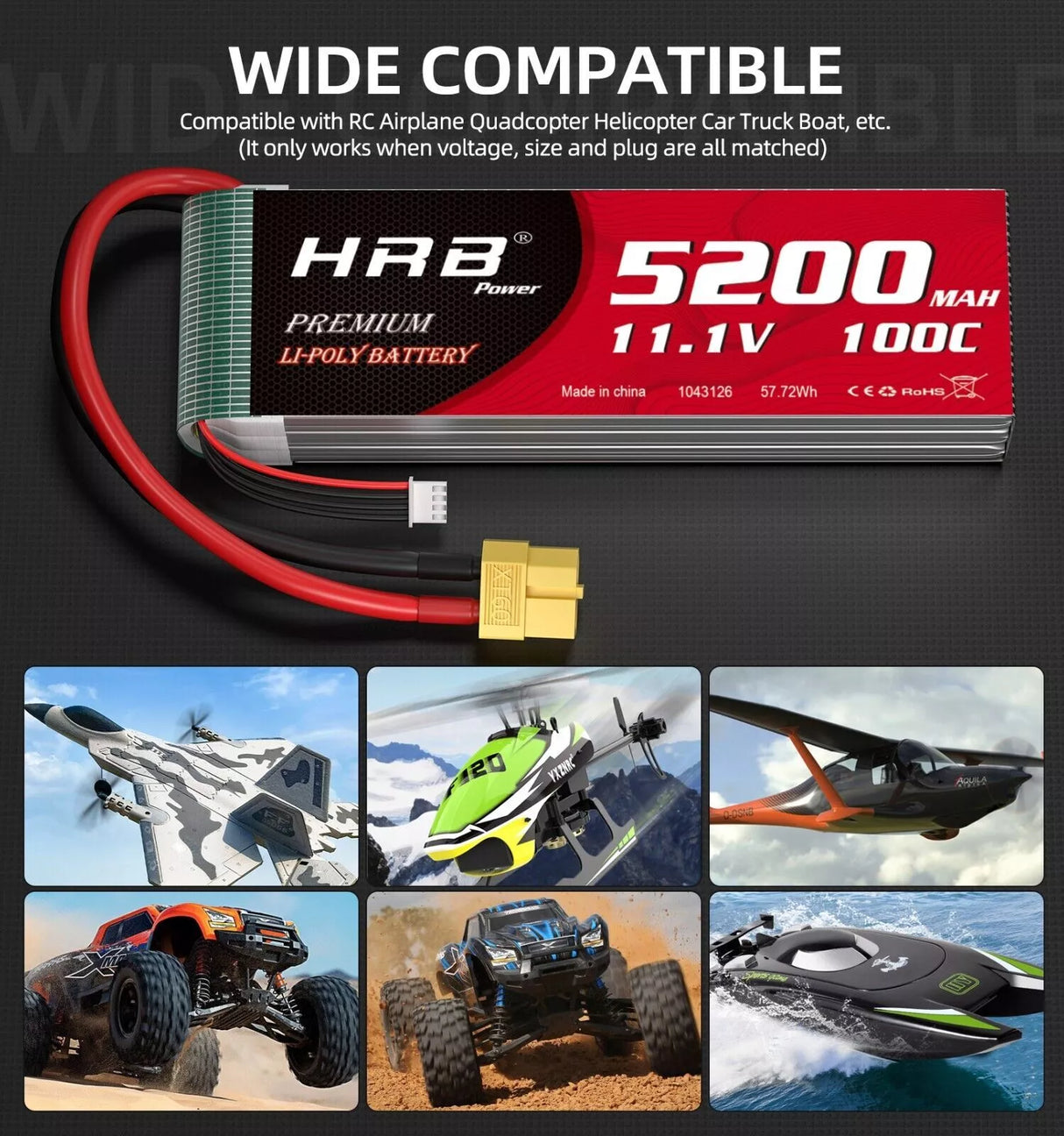 HRB 3S 5200mAh 11,1V LiPo-Akku mit XT60-Stecker (2 St.)