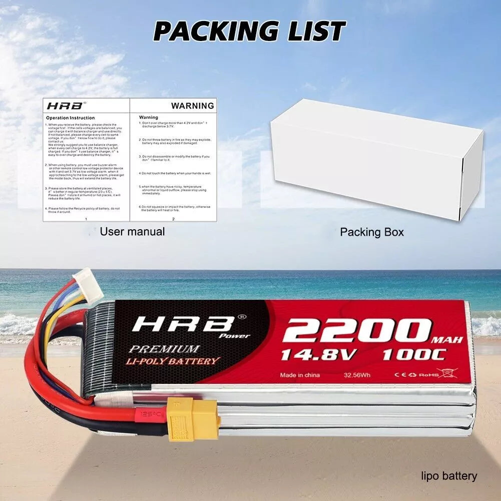 HRB 4S 2200mAh 14,8V 100C LiPo-Akku mit XT60-Stecker