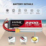 HRB 4S 2200mAh 14,8V 100C LiPo-Akku mit XT60-Stecker