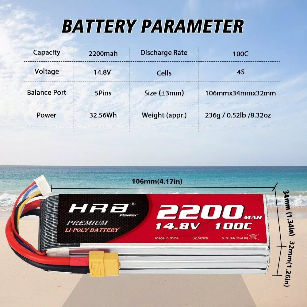 HRB 4S 2200mAh 14,8V 100C LiPo-Akku mit XT60-Stecker