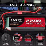 HRB 4S 2200mAh 14,8V 100C LiPo-Akku mit Deans T-Stecker ( 2 St.)