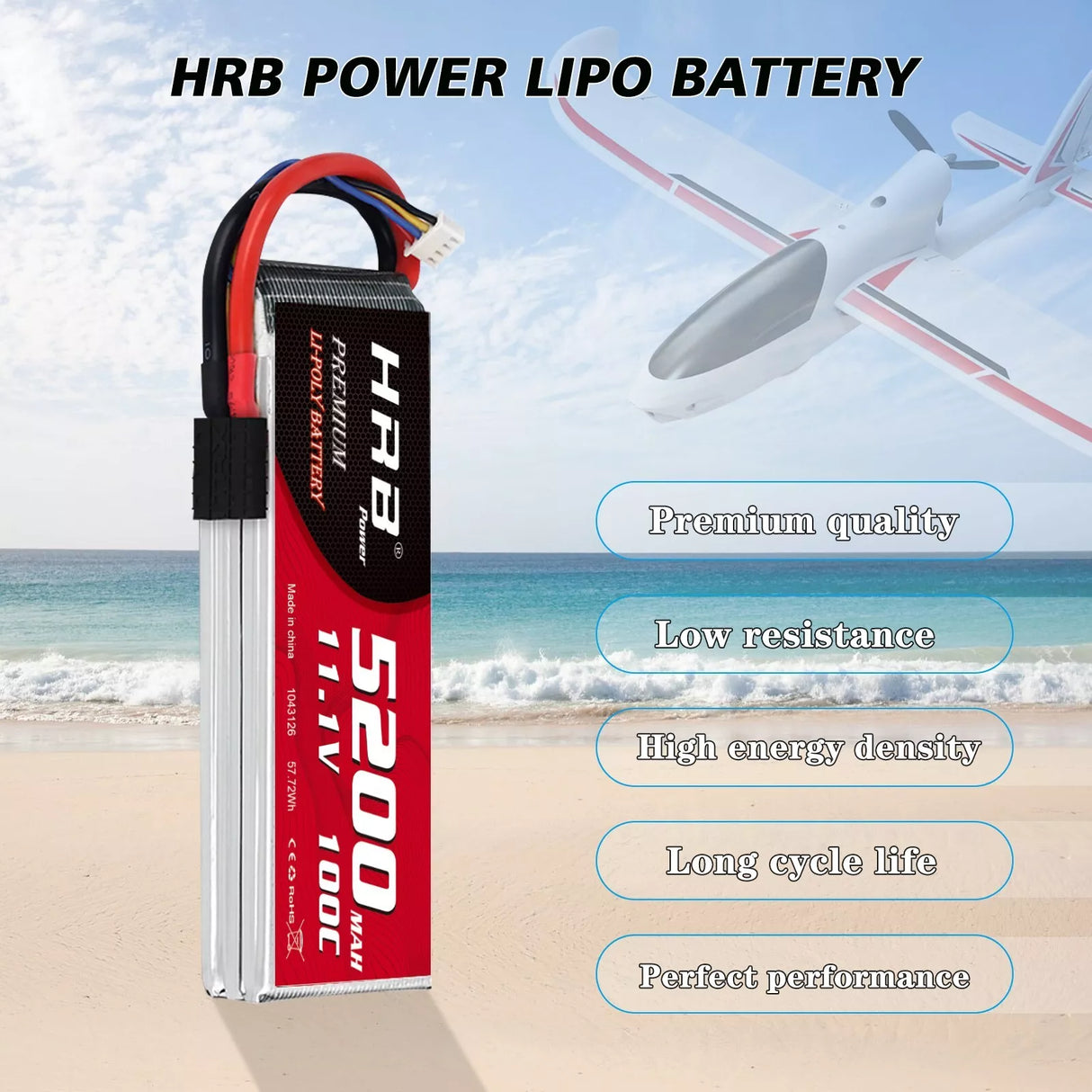 HRB 3S 5200mAh 11,1V 100C LiPo-Akku mit TRX-Stecker ( 2 St.)