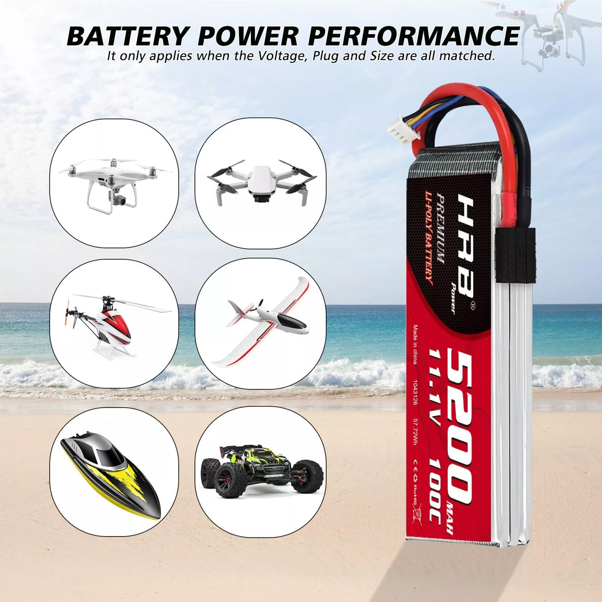 HRB 3S 5200mAh 11,1V 100C LiPo-Akku mit TRX-Stecker ( 2 St.)