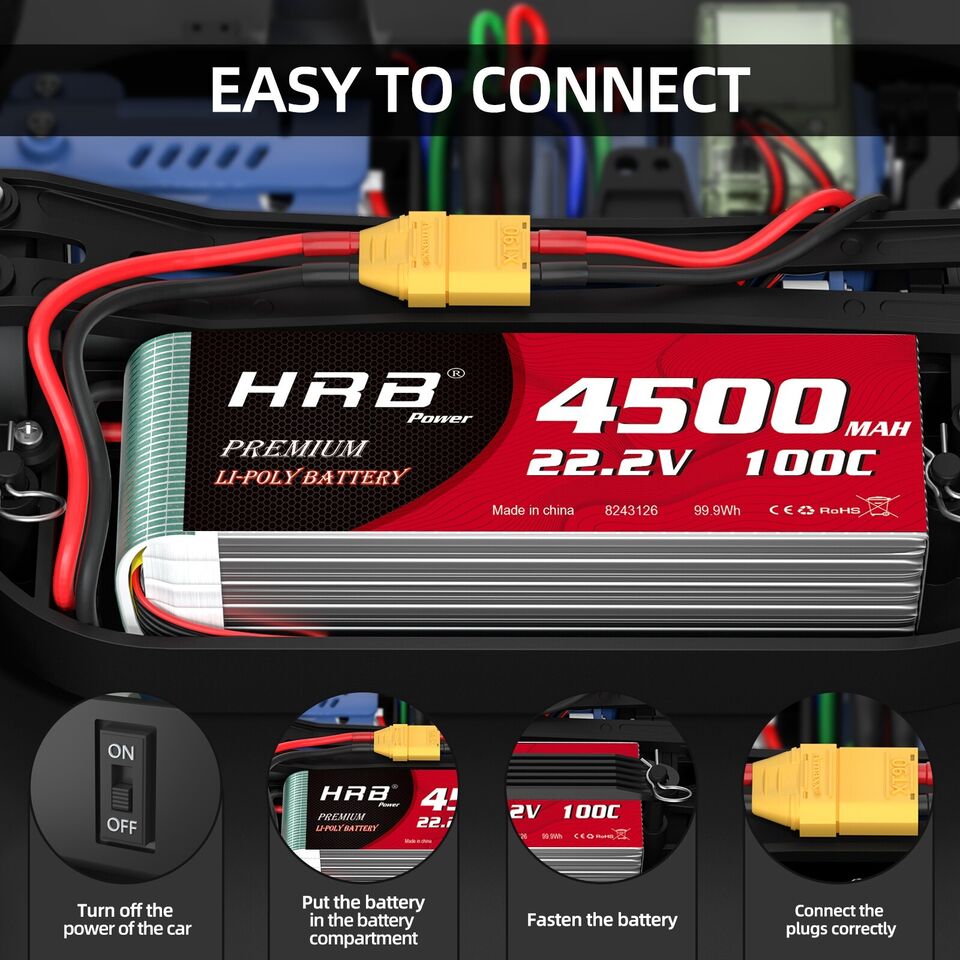 HRB Premium Line 6S 4500mAh 22,2V 100C XT90 LiPo Akku (2 Stück)