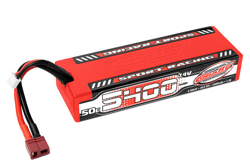 Team Corally C-49442 Sport Racing 50C Lipo Battery 5400Mah 7.4V Stick 2S Hard Wire T-Plug