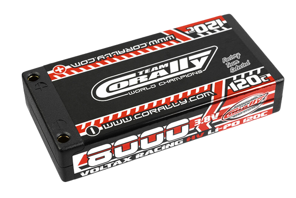 Team Corally C-49635 Voltax 120C Lipo Hv Battery 8000 Mah 3.8V 1S Hardcase 4Mm Bullit