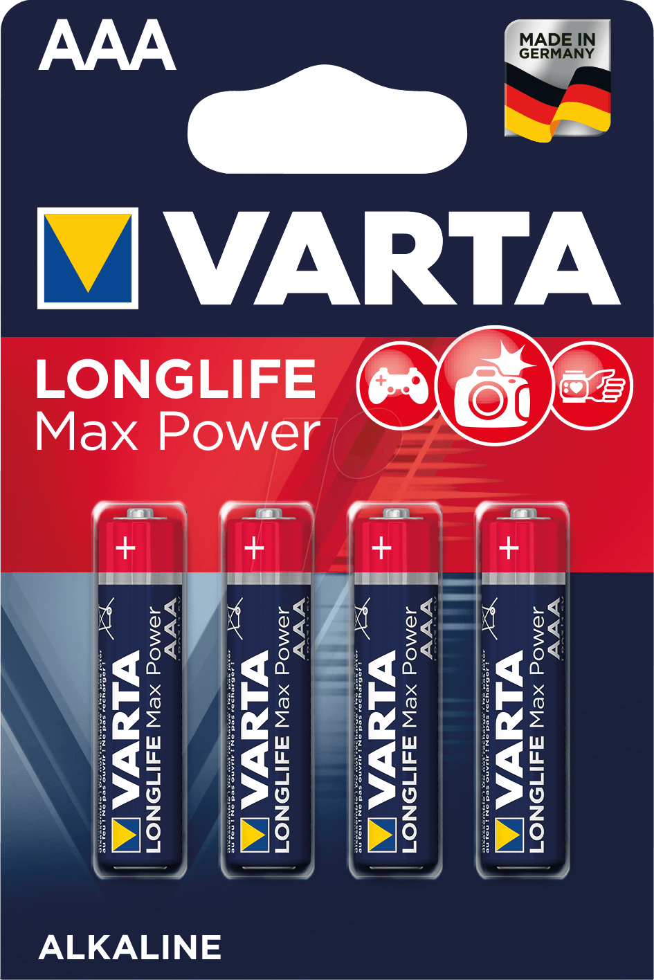 Varta 4703 Longlife Max-Power Mikro-Batterie AAA - 4 Stück