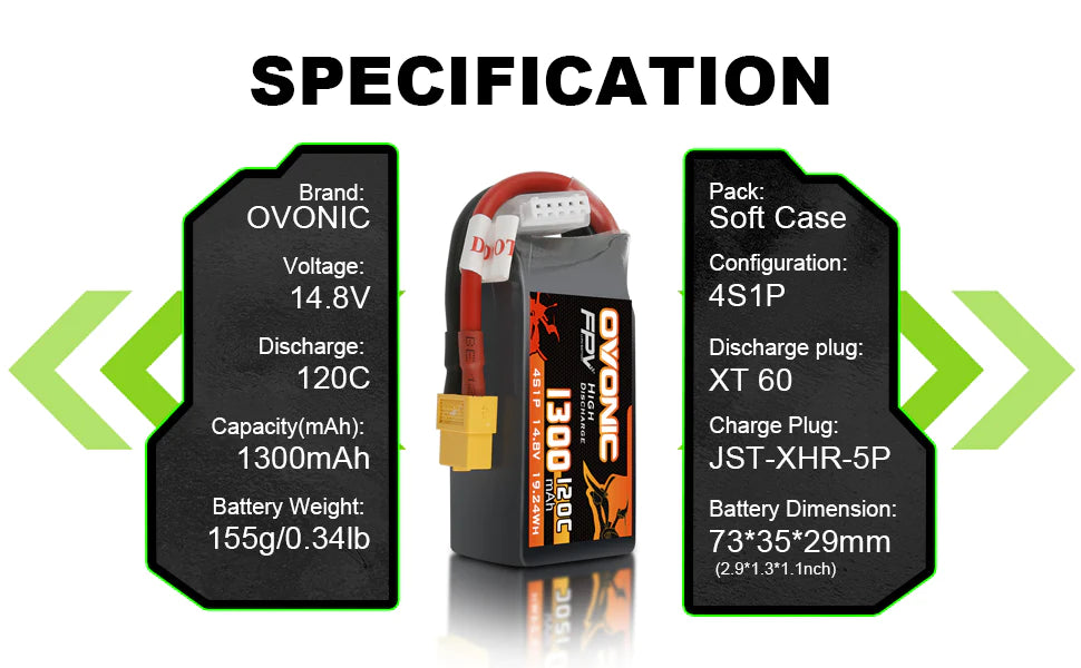 Ovonic 4S 1300mAh 120C 14,8V XT60 LiPo Akkupack (2 St.) - LiPo24.de
