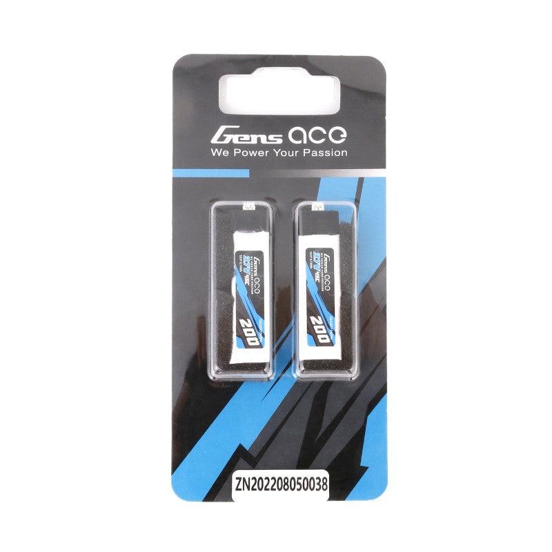 Gens Ace 200mAh 3.7V 45C 1S1P Lipo Akku (2 Stück) - LiPo24.de