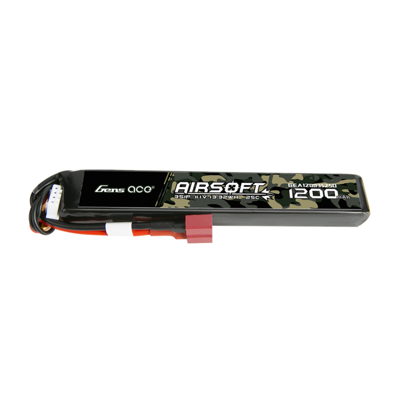 Gens Ace 25C 1200mAh 3S1P 11.1V Airsoft Gun Lipo Batterie mit T-Stecker - LiPo24.de
