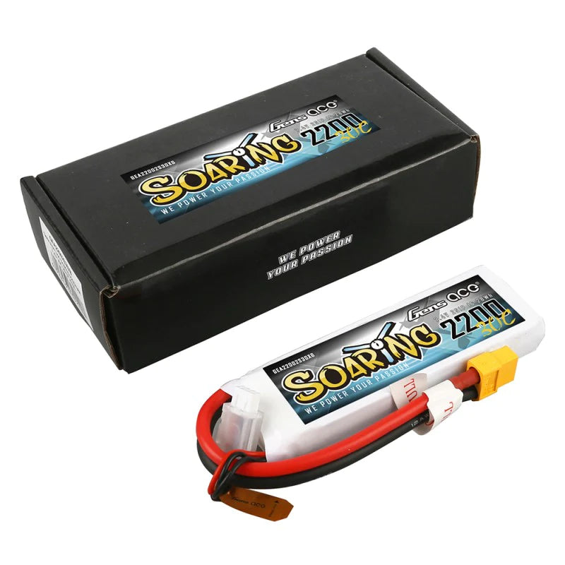 Gens Ace Soaring 2200mAh 7,4V 30C 2S1P Lipo Akkupack mit XT60 Stecker - LiPo24.de
