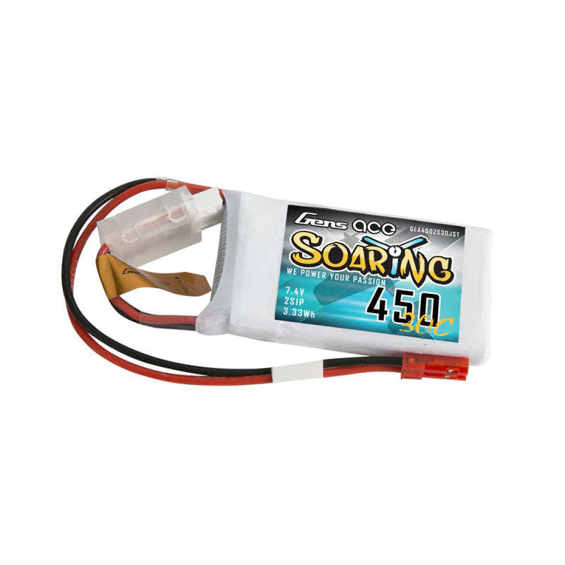 Gens Ace Soaring 450mAh 7.4V 30C 2S1P Lipo Akkupack mit JST-SYP Stecker - LiPo24.de