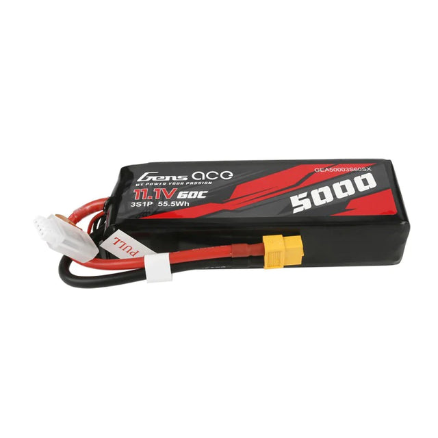 Gens Ace 5000mAh 11.1V 60C 3S1P Short-Size Lipo mit XT60 Stecker - LiPo24.de