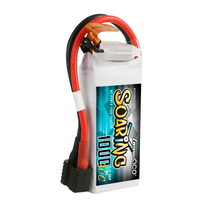 Gens Ace Soaring 1000mAh 11.1V 30C 3S1P Lipo Akkupack mit EC3/XT60/T-Stecker - LiPo24.de