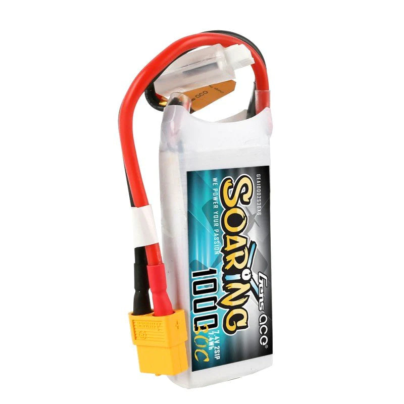 Gens Ace Soaring 1000mAh 7.4V 30C 2S1P Lipo Akkupack mit XT60 Stecker - LiPo24.de