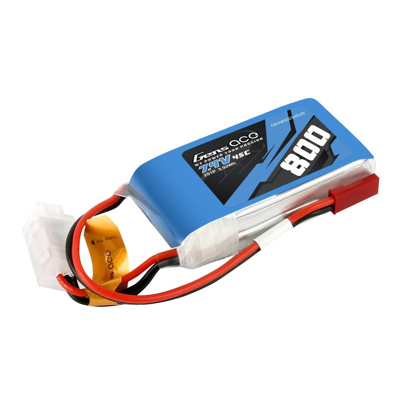 Gens Ace Lipo 800mAh 7,4V 45C 2S1P Lipo Akku - LiPo24.de