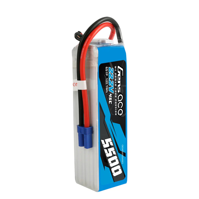 Gens Ace 5500mAh Lipo 22.2V 45C 6S1P Modellhubschrauberbatterien - LiPo24.de