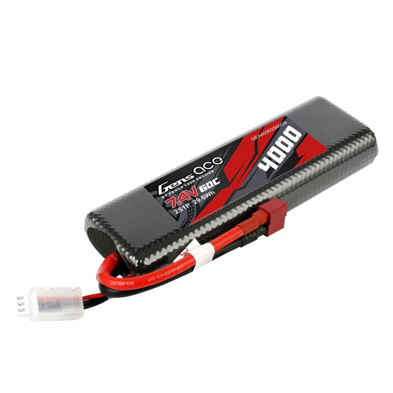 Gens Ace 4000mAh 2S1P 7.4V 60C HardCase 8# Auto Lipo Akku mit T-Stecker - LiPo24.de
