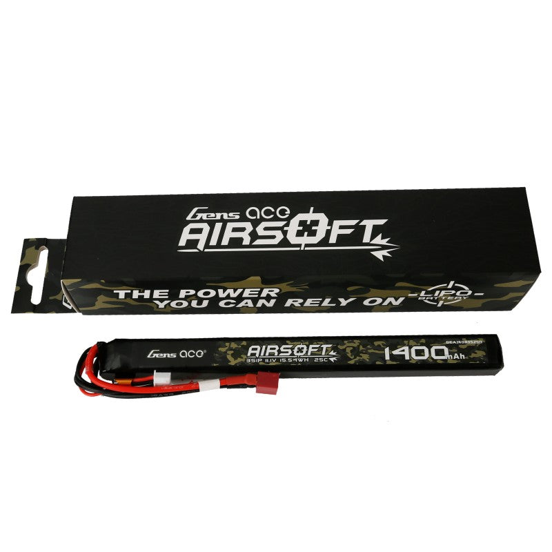 Gens Ace 25C 1400mAh 3S1P 11.1V Airsoft Gun Lipo Batterie mit T-Stecker - LiPo24.de