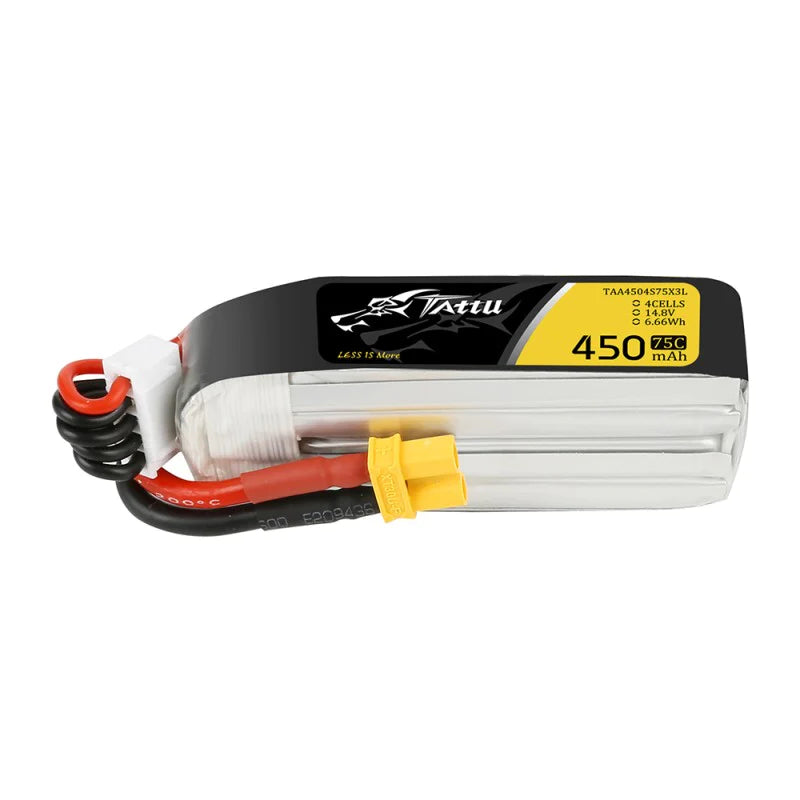 Tattu 450mAh 14.8V 75C 4S1P Lipo-Akku mit XT30-Stecker - Lange Größe für H-Rahmen - LiPo24.de