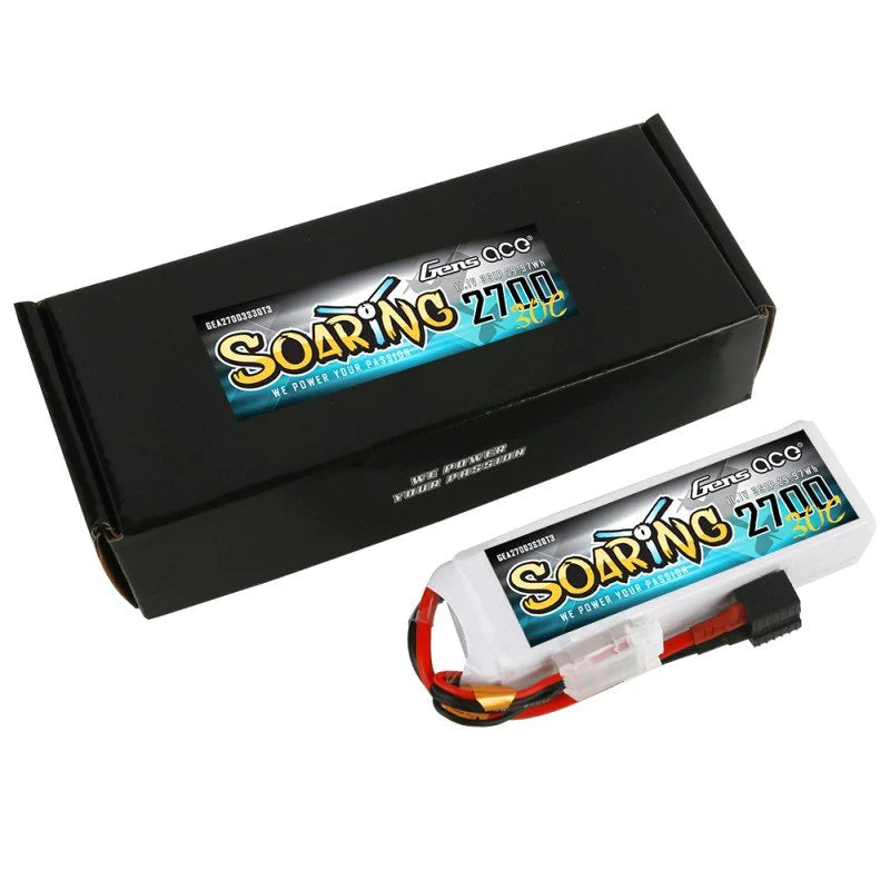 Gens Ace Soaring 2700mAh 11.1V 30C 3S1P LiPo Akkupack mit EC3/XT60/T-Stecker - LiPo24.de