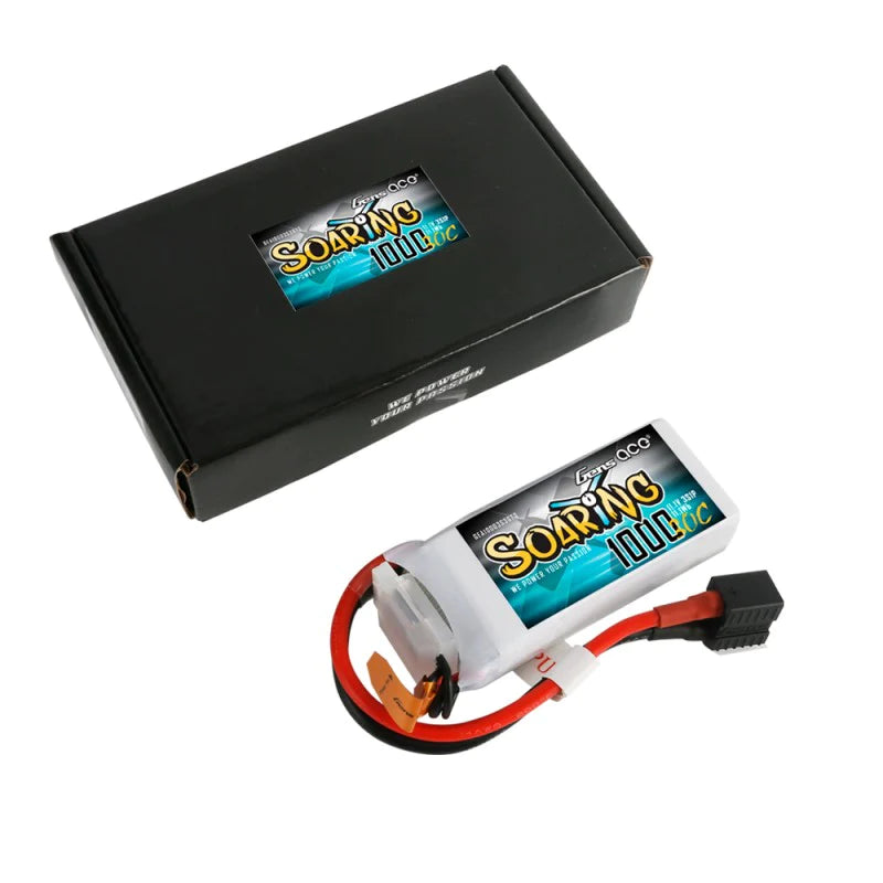 Gens Ace Soaring 1000mAh 11.1V 30C 3S1P Lipo Akkupack mit EC3/XT60/T-Stecker - LiPo24.de