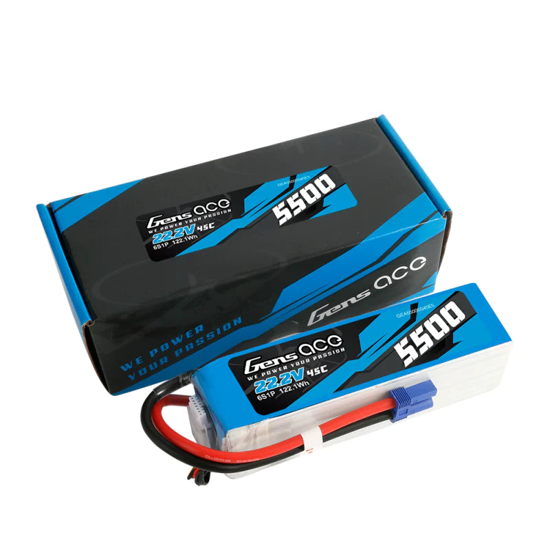 Gens Ace 5500mAh Lipo 22.2V 45C 6S1P Modellhubschrauberbatterien - LiPo24.de