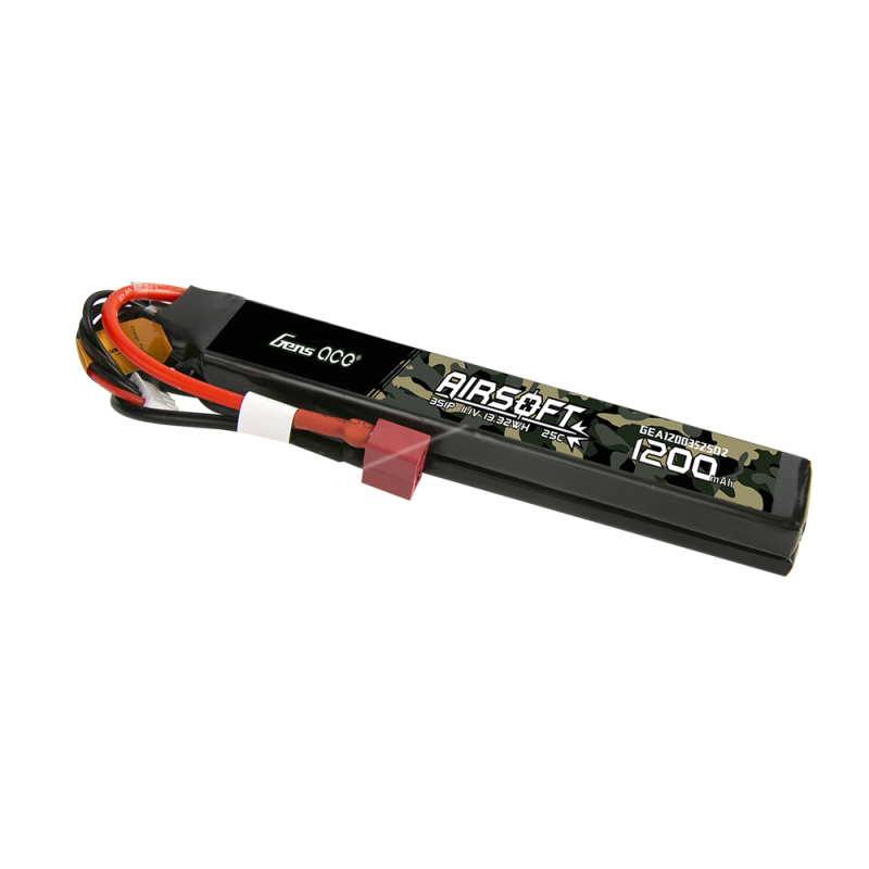 Gens Ace 25C 1200mAh 3S1P 11.1V Sattel Airsoft Gun Lipo Batterie mit T-Stecker - LiPo24.de