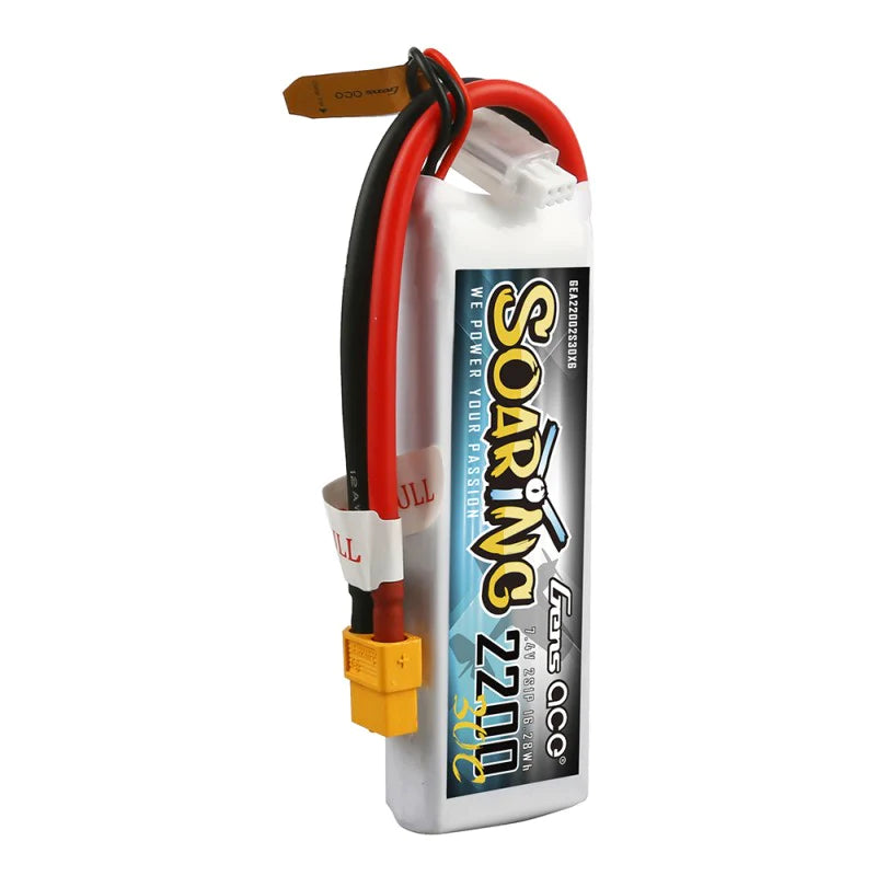 Gens Ace Soaring 2200mAh 7,4V 30C 2S1P Lipo Akkupack mit XT60 Stecker - LiPo24.de
