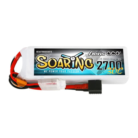 Gens Ace Soaring 2700mAh 11.1V 30C 3S1P LiPo Akkupack mit EC3/XT60/T-Stecker - LiPo24.de
