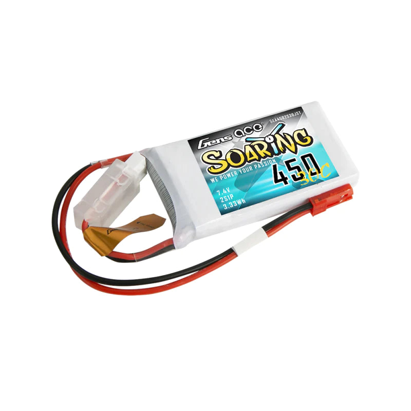 Gens Ace Soaring 450mAh 7.4V 30C 2S1P Lipo Akkupack mit JST-SYP Stecker - LiPo24.de