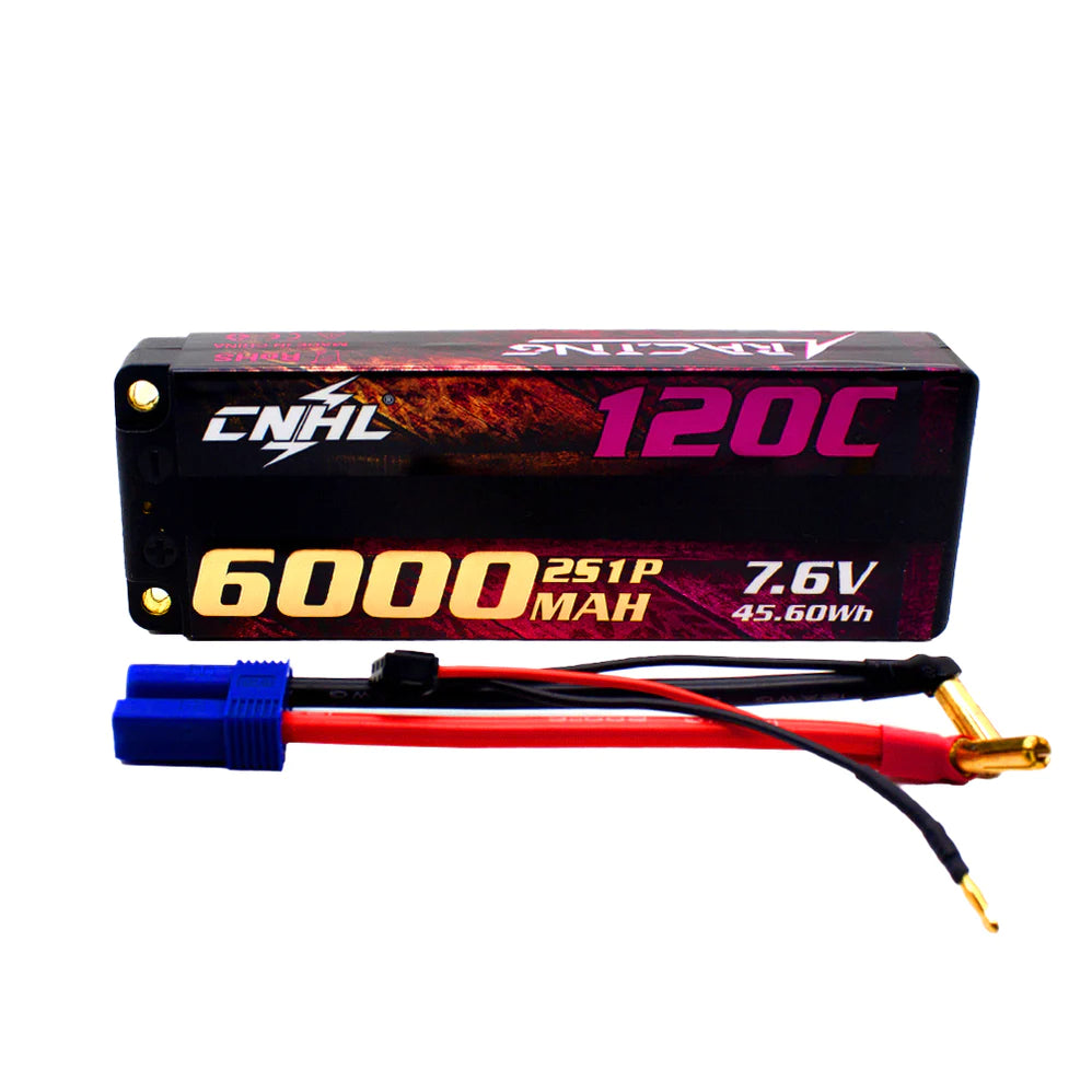 CNHL Racing Series LiHV 6000mAh 7,6V 2S 120C HV Hartschalen-Lipo-Akku mit EC5-Stecker für RC-Rennen - LiPo24.de