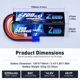 Zeee 4S Lipo Akku 6200mAh 14,8 V 80 C Hartschalenkoffer mit EC5-Anschluss für RC Car RC-Modelle (2 Packungen) - LiPo24.de