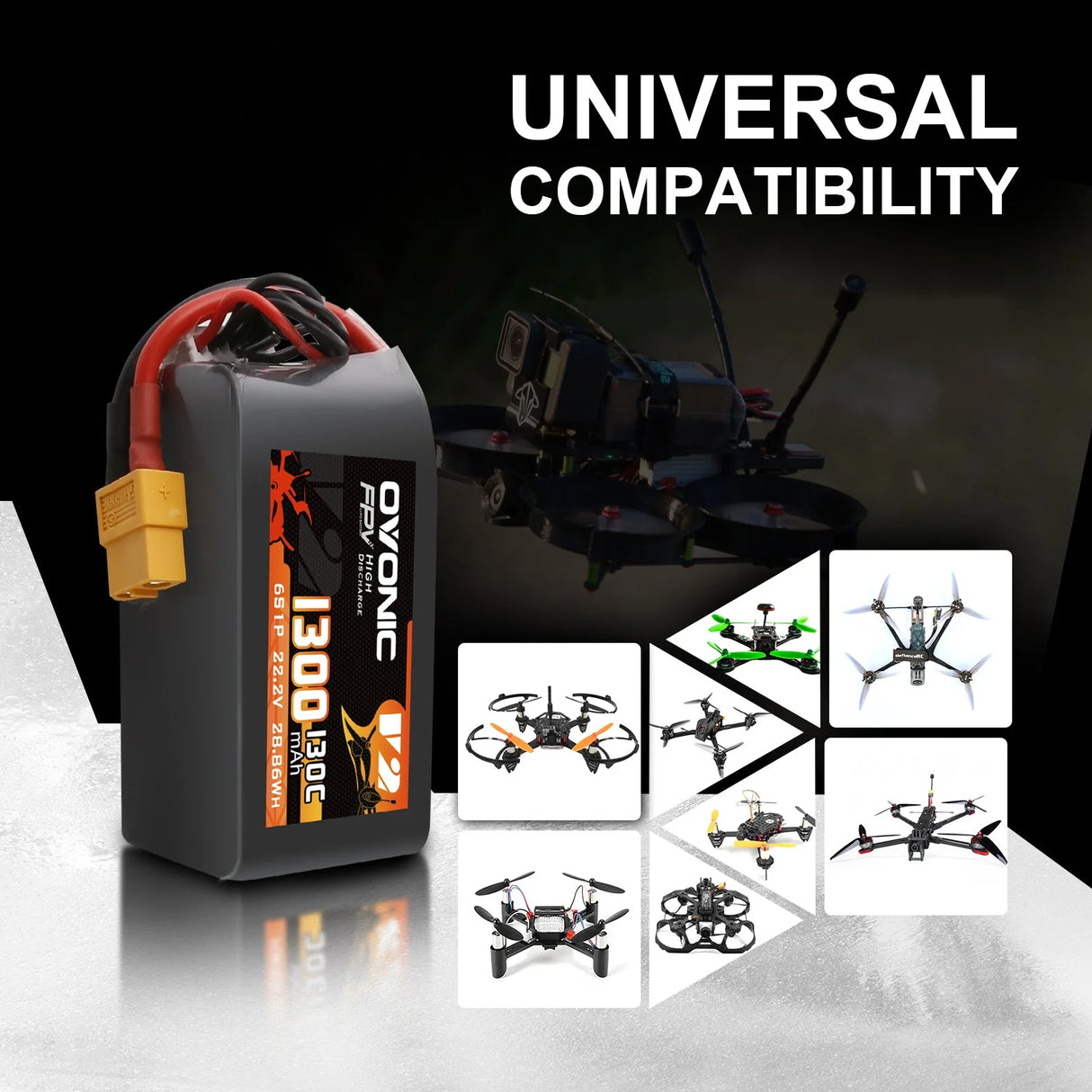 Ovonic 6S 1300mAh 130C 22,2V XT60 Lipo Akku Pack (2 St.) - LiPo24.de