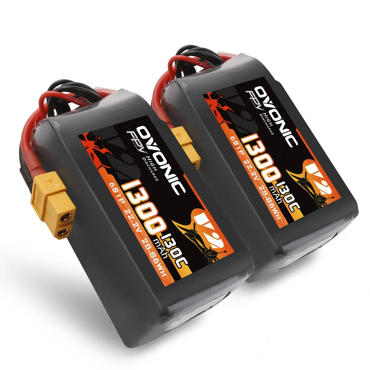 Ovonic 6S 1300mAh 130C 22,2V XT60 Lipo Akku Pack (2 St.) - LiPo24.de