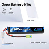 Zeee 3S Airsoft Lipo Akku 1300mAh 11,1V 25C 3S Akku Mini Tamiya Airsoft Guns Rifle - LiPo24.de