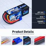 Zeee 4S Lipo Akku 6200mAh 14,8 V 80 C Hartschalenkoffer mit EC5-Anschluss für RC Car RC-Modelle (2 Packungen) - LiPo24.de