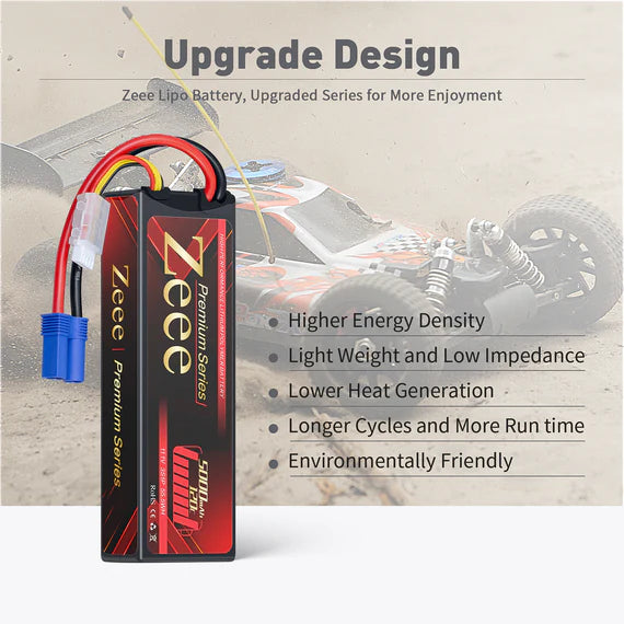 Zeee Premium Series 3S Lipo Akku 5000mAh 11.1V 120C LCG Hartschalenkoffer mit EC5 Anschluss für RC Car RC Modelle (2 St.) - LiPo24.de
