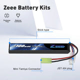 Zeee 2S Lipo Akku 1300mAh 7,4V 25C Airsoft Mini Tamiya Stecker - LiPo24.de