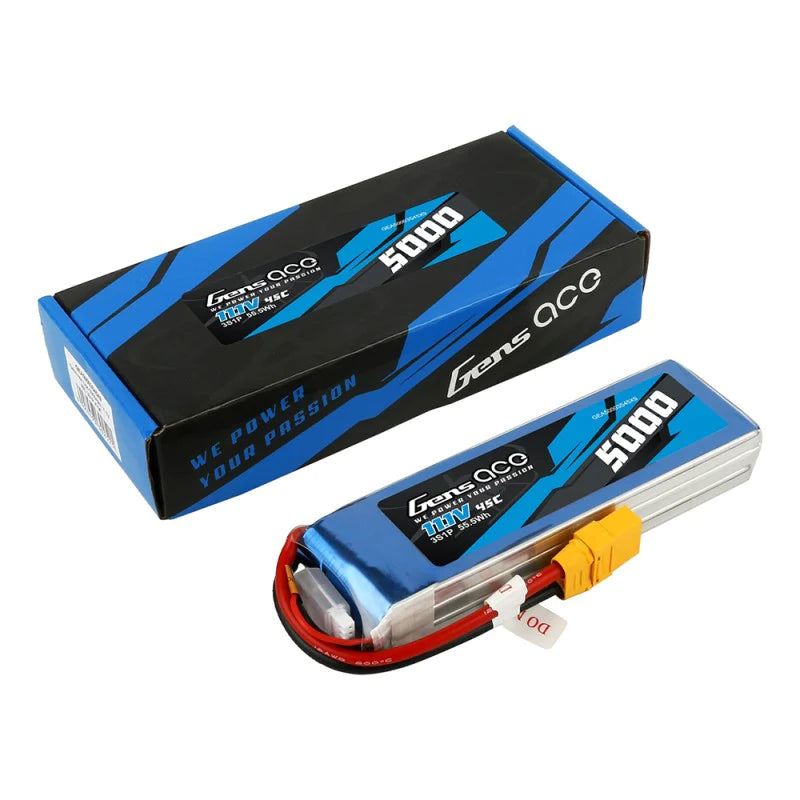 Gens Ace 5000mAh 11.1V 45C 3S1P Lipo Akku mit XT90 Stecker - LiPo24.de