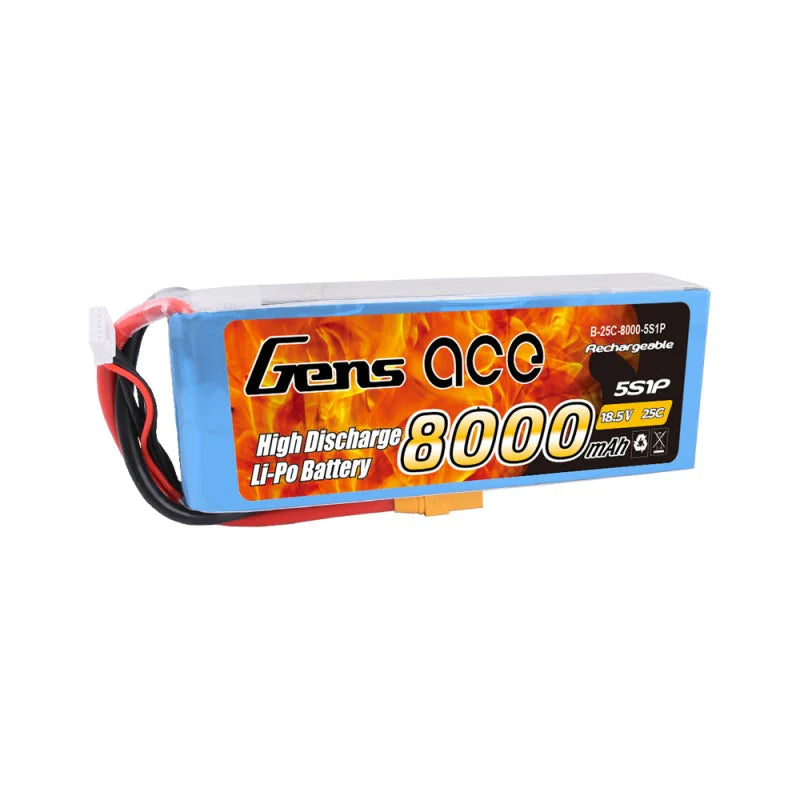 Gens Ace 8000mAh 18,5V 25C 5S1P Lipo Akkupack mit XT90 Stecker - LiPo24.de