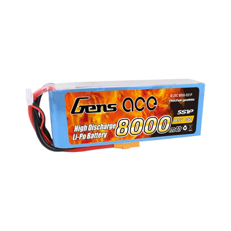 Gens Ace 8000mAh 18,5V 25C 5S1P Lipo Akkupack mit XT90 Stecker - LiPo24.de