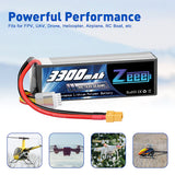 Zeee 4S Lipo Akku 3300mAh 14,8V 50C Soft Case mit XT60 Stecker für RC Flugzeug RC Auto (2 Packungen) - LiPo24.de