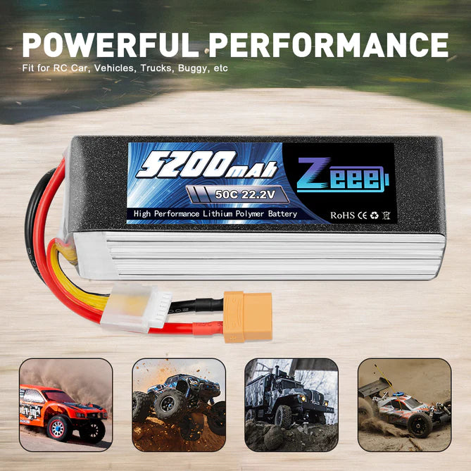 Zeee 6S Lipo Akku 5200mAh 22.2V 50C XT90 - LiPo24.de