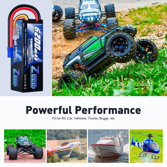 Zeee 4S Lipo Akku 6200mAh 14,8 V 80 C Hartschalenkoffer mit EC5-Anschluss für RC Car RC-Modelle (2 Packungen) - LiPo24.de