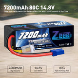 Zeee 4S Lipo Akku 7200mAh 14,8V 80C mit EC5 Anschluss Hartschalenkoffer für RC Car RC Racing Modelle (2 St.) - LiPo24.de