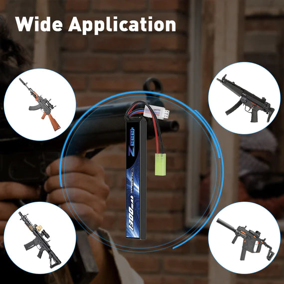 Zeee 2S Lipo Akku 1300mAh 7,4V 25C Airsoft Mini Tamiya Stecker - LiPo24.de