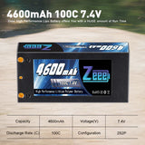 Zeee 2S Shorty Lipo Akku 4600mAh 7,4V 100C Hartschalenkoffer mit 4mm Bullet Deans Stecker für RC Car RC Modelle - LiPo24.de