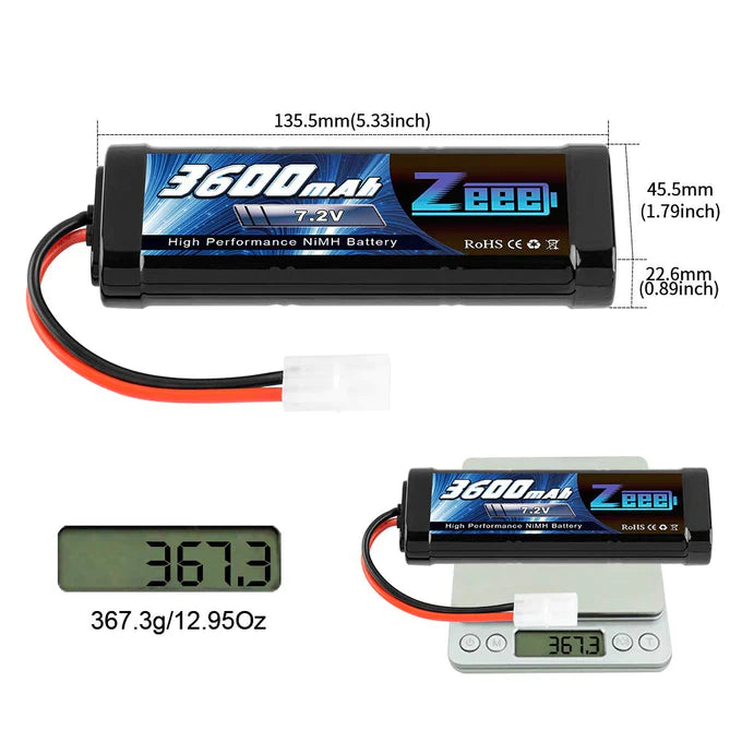 Zeee 7.2V 3600mAh RC NiMH Akku Tamiya-Stecker (2 Stück)