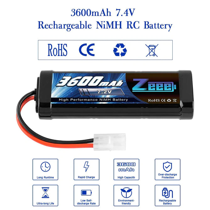 Zeee 7.2V 3600mAh RC NiMH Akku Tamiya-Stecker (2 Stück)